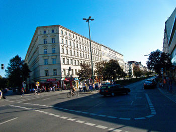 City street against blue sky