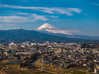 High angle view of townscape against sky