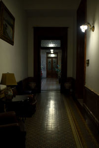 Illuminated corridor of building