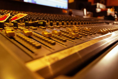 Close-up of sound mixer