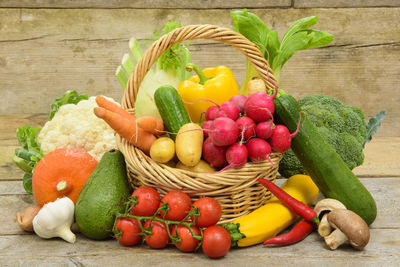 Fruits and vegetables in basket