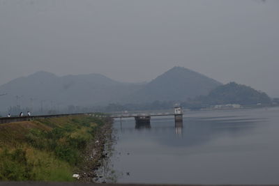 Scenic view of lake against clear sky