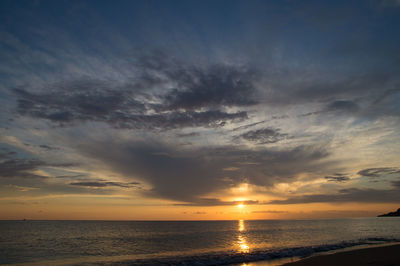 Scenic view of sea at sunset