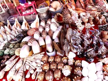 High angle view of vegetables for sale in market