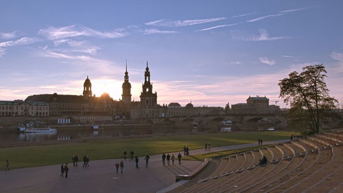 View of cityscape at sunset