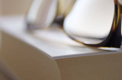 Close-up of open book on table