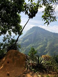 Scenic view of mountain range against sky