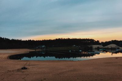 Scenic view of sea at sunset