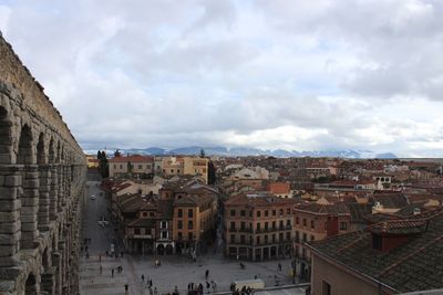 Town in city against sky