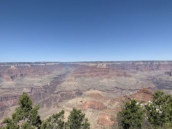 Scenic view of landscape against clear blue sky