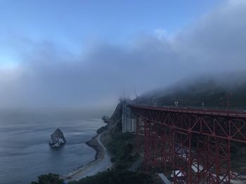 Panoramic view of bridge against sky during winter