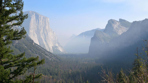 Panoramic view of mountain range against sky