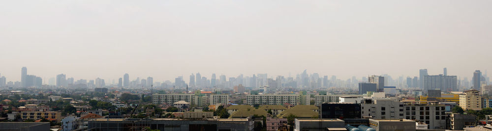 Bangkok city downtown cityscape urban skyline in the mist or smog