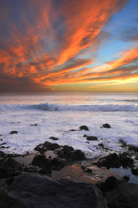 Scenic view of sea during sunset