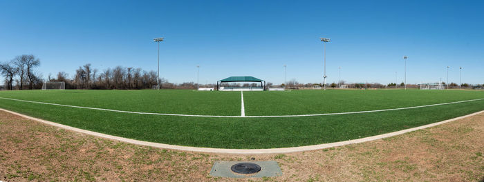 Scenic view of field against clear sky