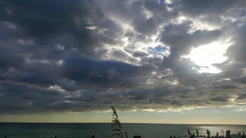 Scenic view of sea against dramatic sky