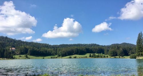 Scenic view of lake against sky