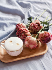 High angle view of vegetables on table