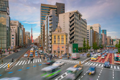 High angle view of city street