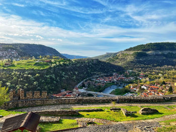 High angle view of townscape against sky