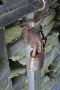 Close-up of rusty metal chain