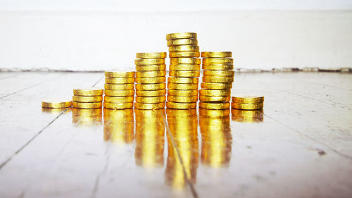 Close-up of a stack of a table