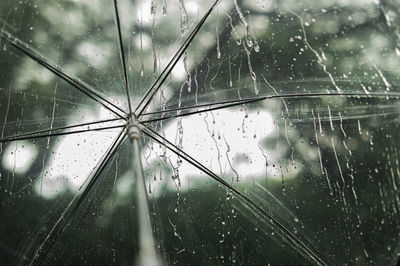 Close-up of wet window in rainy season