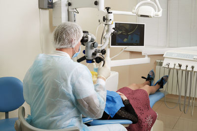 Woman getting dental treatment