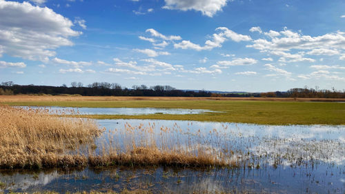 Scenic view of lake against sky