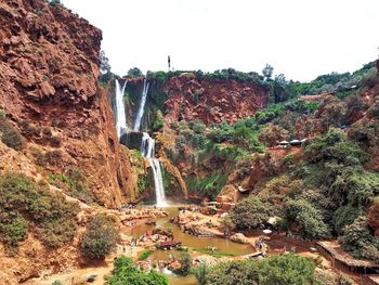 Scenic view of waterfall