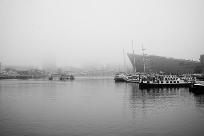 Nautical vessel on sea against sky