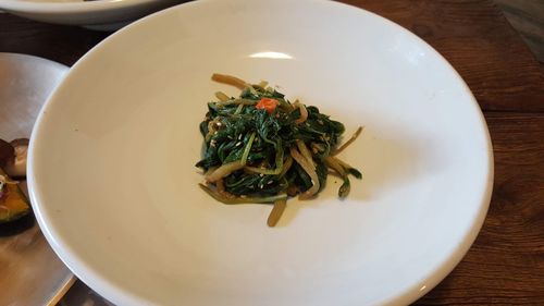 High angle view of meal served in bowl