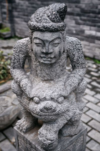 Close-up of buddha statue against temple