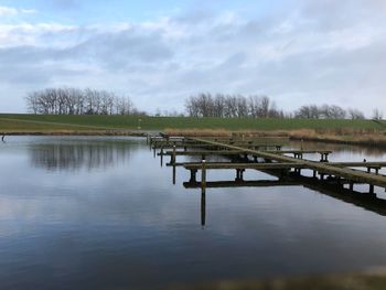 Scenic view of lake against sky