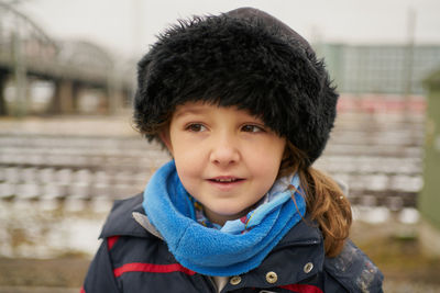 Cute girl on railway station