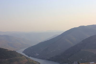 Scenic view of mountains against clear sky