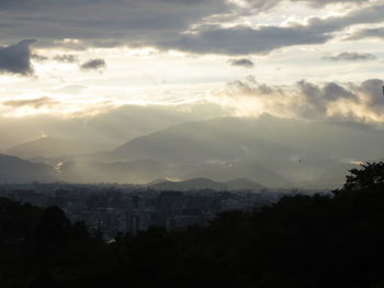 View of cityscape at sunset