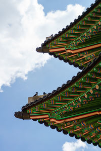 Low angle view of temple building against sky