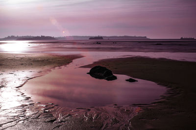 Scenic view of sea against sky during sunset