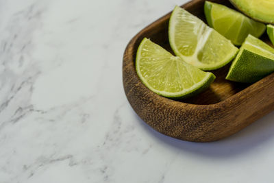 High angle view of fruits on table