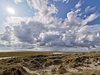 Scenic view of field against sky