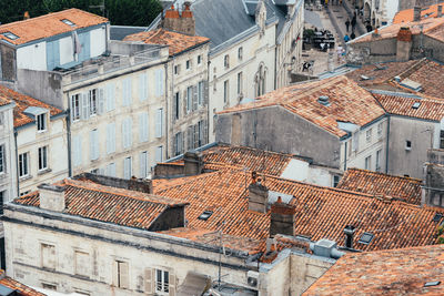 High angle view of buildings in city