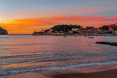 Scenic view of sea against sky during sunset