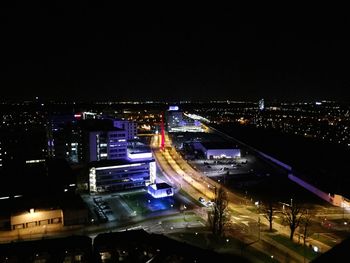 Illuminated cityscape at night