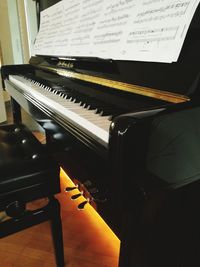 Close-up of piano keys