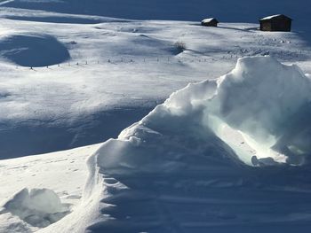 Aerial view of frozen landscape