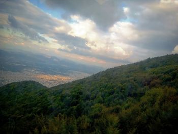 Scenic view of landscape against sky during sunset