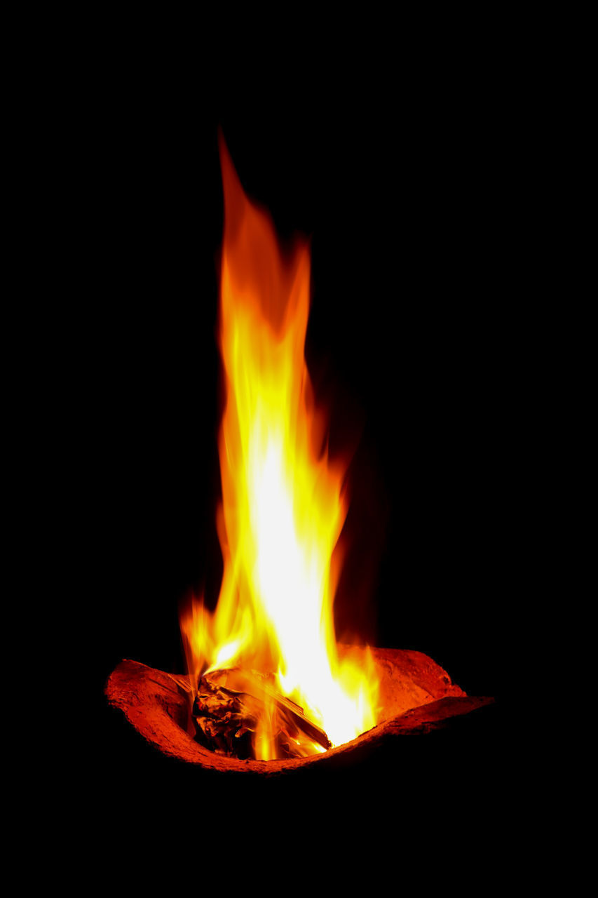 CLOSE-UP OF BONFIRE AGAINST FIRE