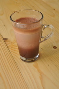 High angle view of drink on table