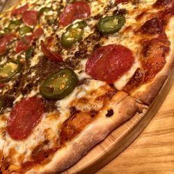 Close-up of pizza on table